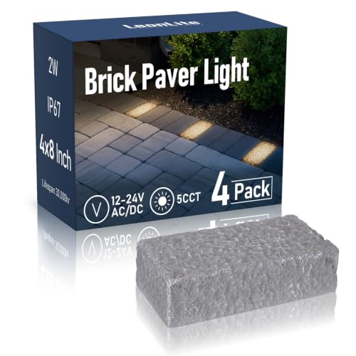 Image of LEONLITE 4-Pack Paver Light 4x8 Inch 5CCT Brick Lighting for Pavers