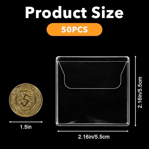 Fundas con bolsillo para monedas PVC 50 unidades 2.16x2.16 in miniatura 2