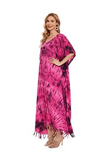 Image of Beautybatik Women Hippie Tie Dye Caftan Kaftan Loungewear Maxi Plus Size Long Dress XL to 4X