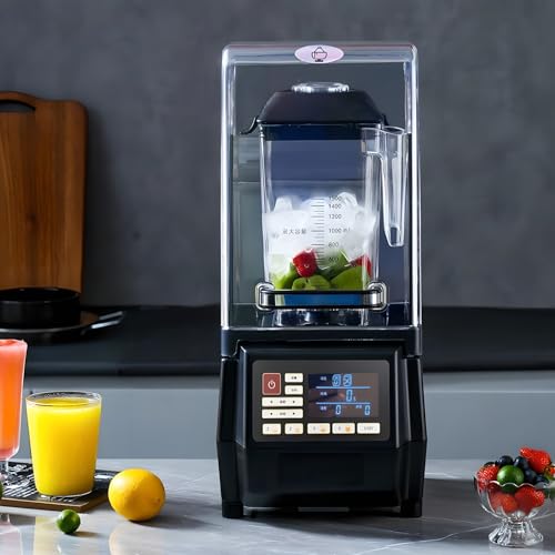 Licuadora Comercial y Máquina de Batidos, 2 L 1500 W Trituradora de Hielo Silenciosa, Licuadora de Sobremesa de Cinco Velocidades para Batidos, Licuados y Más
