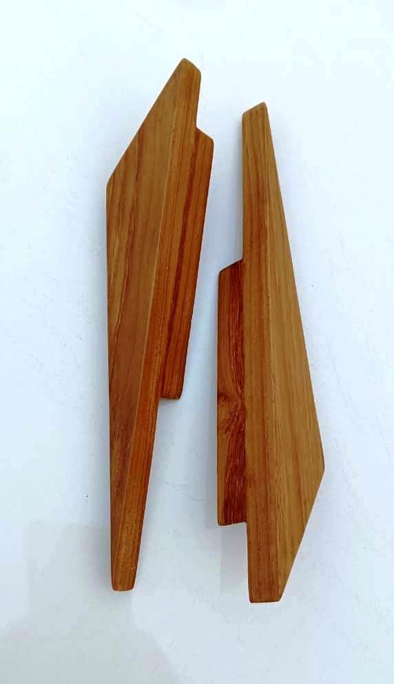 Interior HUT 3 Natural Teak Wooden Handle with Matt Finish, Solid Teak Wood for Wardrobe Handles, Pull Handle, Doors Handle, Cabinet Handles 1 Pairs (10 Inches)-image-11