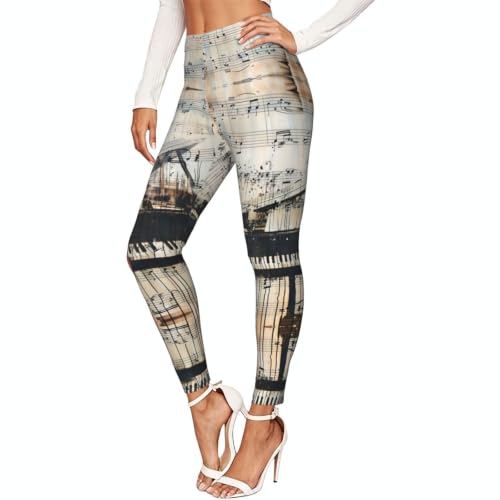 Leggings con estampado de partituras de mujer: pantalones suaves para deporte y uso diario