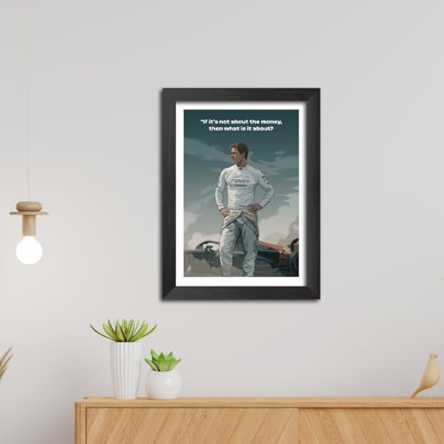 Image of TenorArts F1 Movie Poster Hollywood Movie Posters Vector Art Photo Frame Painting With Dark Wooden Texture (12inches x 9inches)