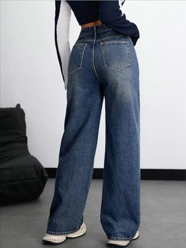 Image of KOTTY Women's High Rise Wide Leg Denim Jeans | Relaxed Fit Casual Everyday Jeans for Women