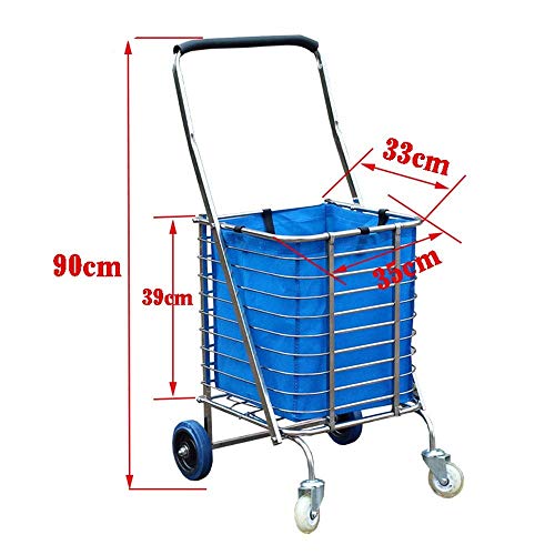 HYY-YY Einkaufstrolley, flach, zusammenklappbar, mit 360° drehbaren Schwenkrädern, robust, leicht, extra groß, leicht – Bild 7