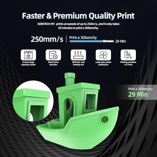 GEEETECH M1 Mini 3D Drucker, 3D Drucker für Anfänger, Doppelantrieb Direktantrieb-Extruder-3D-Drucker 250 mm/s für 3D Printer mit Farbbildschirm, DREI Kühlventilatoren, Filamentbrucherkennung