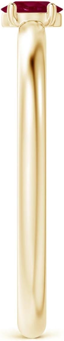 Angara Solitaire Oval Ruby Promise Ring in Sterling Silver/14K Solid Gold | Natural Ruby Stackable Ring for Women | July Birthday, Anniversary, Gemstone Jewelry Gift