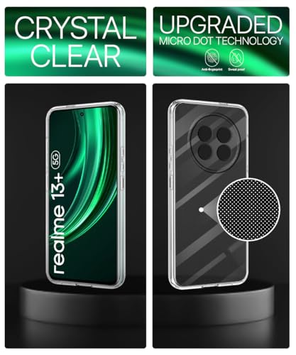 Image of WOW IMAGINE Transparent Back Cover Case for Realme 13 Plus 5G | Realme P1 Speed 5G | Raised Bumps for Full Device & Camera Protection Shockproof TPU Silicone Back Case Mobile Cover - Transparent