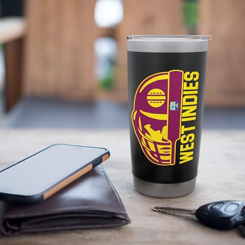 Cricket West Indies Fan Helmet Ball and Bat Design Stainless Steel Insulated Tumbler - Thumbnail 7