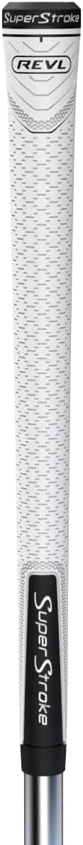 SuperStroke REVL Player Midsize Golf Club Grips, .60 Round, All-weather Control and Long-lasting Performance in a Durable, High-traction Design, White/Black