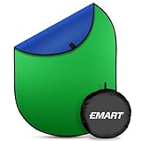 EMART Green Screen Blue Screen Backdrop, Double Sided Collapsible Background with Carrying Bag, Portable Pop Up Backdrop for Photography,Live Streaming, Interview(56.3 x 77.5in)