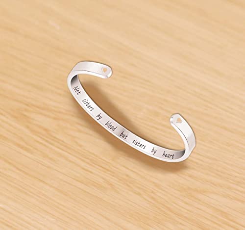 Q&Locket Personalized Custom Cuff Bracelet with Hallow Heart for Women Engraved Inspirational Birthday Gifts Customize Gifts for Her Best Friend Motivational Jewelry2