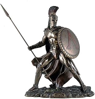 Leonidas With Shield And Spear Field Mens Spartan Bronzed