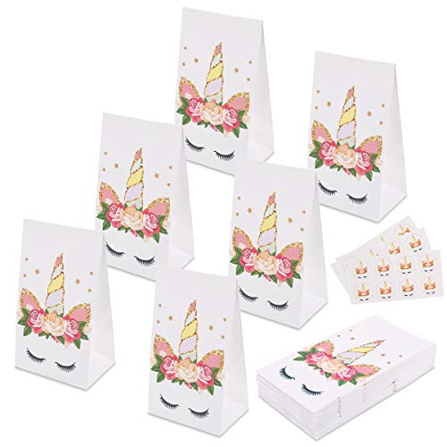 aresmer Unicorn Party Bags Party Favor Bags for Kids Unicorn Themed Party, Pack of 24