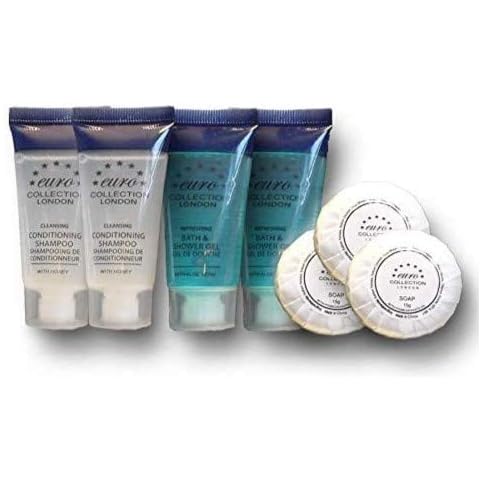Conditioning Shampoo + Bath & Shower Gel + Soap,Euro 20ml Tube & 15grams soap, for Hotels, B&B & Guest House Eurosplash (Pack of 30) 10 Each Cover