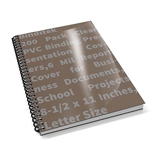 Binditek 200 Pack Clear Pvc Binding Presentation Covers,6 Mil Report Cover For Business Documents, School Projects 8-1/2 X 11 Inches, Letter Size #TOP7