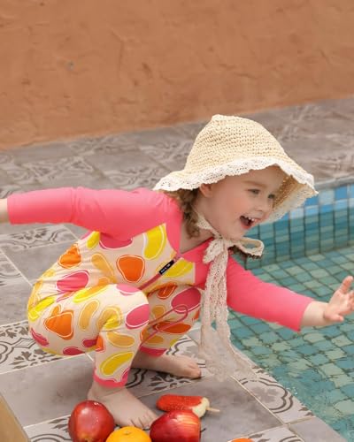 Image of weVSwe Baby Girl Toddler UPF 50+ Rash Guard Swimsuit Sun Protection Beachwear Zipper Bathing Suit 0-3 Years