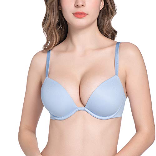 Image of Deyllo Women's Push Up Underwire Bra Super Padded T-Shirt Bra Add Two Cups