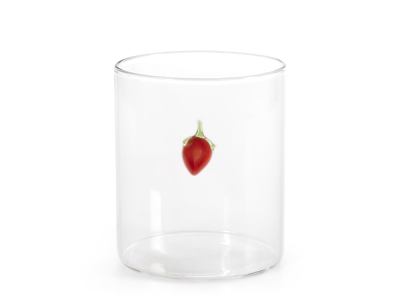 H&H, Set 6 Bicchieri in Vetro Borosilicato 42 cl con Miniature Fruttate Esterne – Ciliegie, Fragola, Uva, Limone, Pesca, Ananas – Lavabili in Lavastoviglie