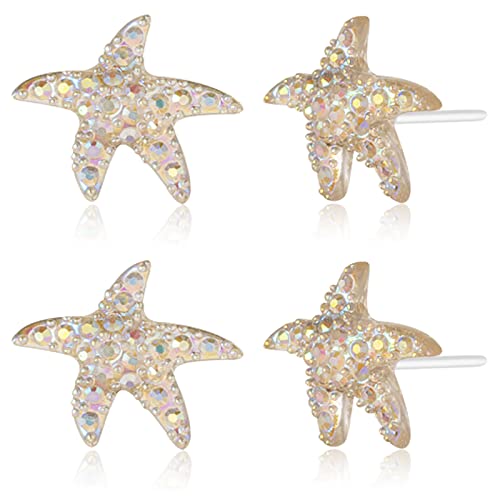 Plastic Earrings, KMEOSCH 1 Pair Hypoallergenic Cute Plastic Seastar Earrings for Sensitive Ears in Gold, Pink & Blue - Lightweight, Fashionable & Gift-Ready