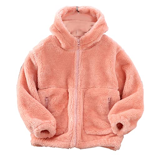 Toddler Kids Boys Girls Long Sleeve Winter Solid Colour Fleece Zippered Hoodie Children's Padded Jacket Fashion