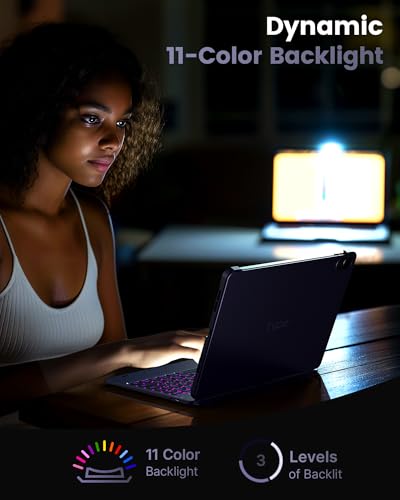 Image of typecase Flexbook Trackpad-Free Keyboard Case for iPad A16 11th /10th Gen | 360 Rotating, 11-Color Backlit Keys, Pencil Holder; Fits iPad A16 11″ (2025) & 10th Gen 10.9″ (2022), Midnight Amethyst