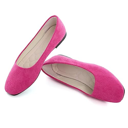 Image of ChaiRong Zhou Women Square Toe Ballets Flats Comfort Slip On Walking Shoes for Driving