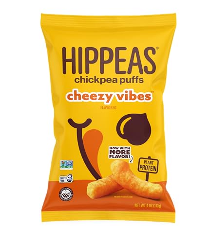Hippeas Chickpea Puffs, Nacho Vibes, 4 Ounce (Pack of 1), 4g Protein, 3g Fiber, Vegan, Gluten-Free, Crunchy, Plant Protein Snacks