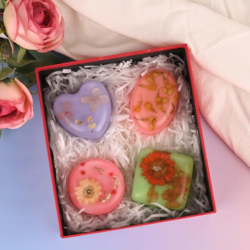 Image of Sakolla 3 Pack Silicone Soap Molds, 4 Cavities Heart, Square, Round and Oval Silicone Molds for Handmade Soap, Candle and Mousse Cake (Pink, Green, Purple)