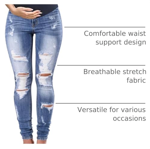Image of Maternity Jeans Over The Belly Slim Stretch Maternity Work Pants and Pocket