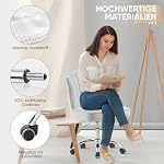 Bürostuhl Samt,Schminktisch,Drehstuhl,Höhenverstellbar Muschel Stuhl,360° Drehbar Computerstuhl,Entworfen für Mädchen und Bürodame (Grau) – Bild 5