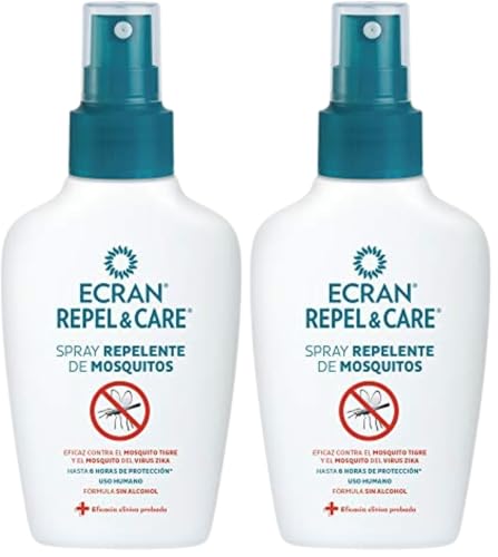 Ecran Repel Care, Spray Repelente de Mosquitos sin Alcohol - Spray Antimosquitos con Hasta 6 Horas de Protección - Ideal para Toda la Familia - Formato Viaje de 100 ml (Paquete de 2)