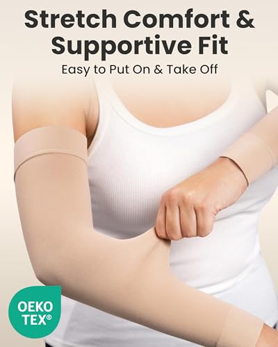 Image of KEMFORD Lymphedema Compression Arm Sleeves for Women - Arm Support for Swelling & Edema