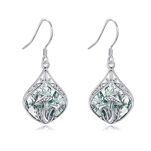 Boucles d'oreilles champignon agate mousse pour sublimer vos tenues bohèmes