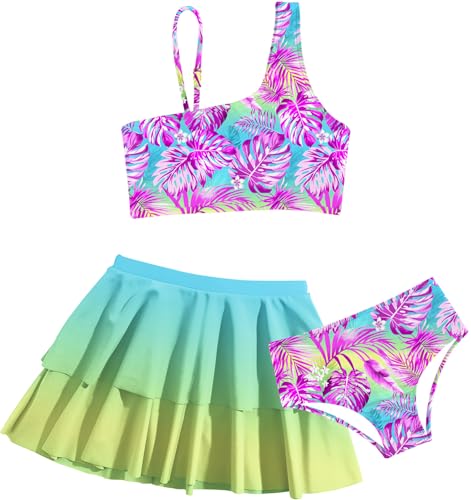 Image of RAISEVERN Girls Swimsuit 3 Piece Bathing Suits Cute Swimwear for 5-12 Years