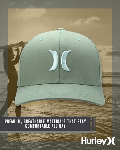 Image of Hurley Mens Textured Fitted Baseball Cap, Moisture Wicking, Curved Brim