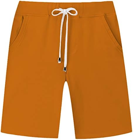 Janmid Men's Casual Classic Fit Cotton Elastic Jogger Gym Shorts Orange L