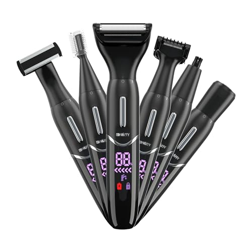 Image of Frizty 6 in 1 Body Hair Trimmer for Men and Women | 90 minute runtime | 1 year warranty | Trimmer for Eyebrow, Face, Beard, Body, Bikini and Underarms | Hair Removal Machine For Men and Women