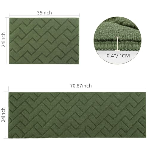 Image of hicorfe Kitchen Runner Rug,24 inchx71 inch+24 inchx35 inch Kitchen Set,Non-Slip Kitchen Mat