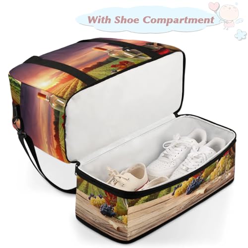 Large Weekender Overnight Bags Abstract Grape Wine Travel Duffel Bag for Women Men Gym Bags With Shoe Compartment Foldie Travel Tote Bag Carry On Personal Item Bag for Travel Gym Sports4