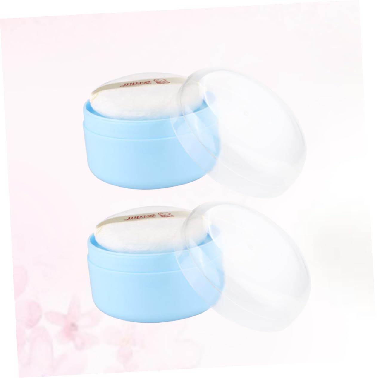ERINGOGO Juego de 2 Puff de Polvo Corporal para Bebés con Aplicador Esponja y Cedazo, Envase Plástico Azul para Uso Diario en Casa, Aplicación Uniforme y Portátil