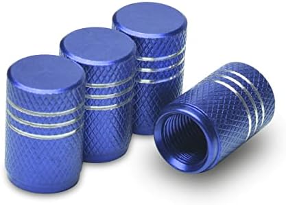 Tire Valve Stem Caps Anodized Aluminum Wheel Rim Valve Caps Set Corrosion Resistant Dustproof Seal Cover for Cars Motorcycle Scooter ATV Trucks SUVs Dirt Bike Bikes Bicycle Accessories 4 pcs Blue