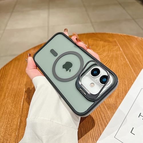 Image of LuxuryKase Smoked Clear MagSafe Case for iPhone 16 | Metal Camera Guard Kickstand | Rugged Grip Edge | Hard PC Back + Soft TPU | Wireless Charging Support - Grey