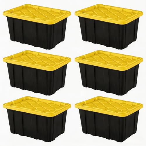 CNEIESD 6-Pack 27 Gal Plastic Storage Totes with Lids