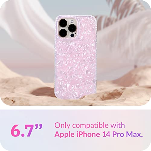 Lonli - For Iphone 14 Pro Max - Translucent Pink Pearl Tort Phone Case For Women - Just In Case Series #TOP1