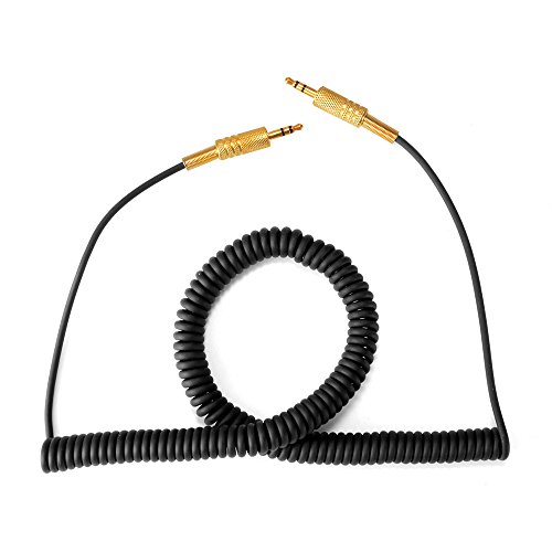 1m 3.5mm Audio AUX Cable Jack to Jack Spring Coiled Stereo Auxiliary Wire Cord for Marshall Woburn Wireless BT Speaker
