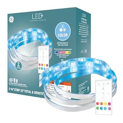 GE LED+ Color Changing LED Light Strip with Remote, 13W, Music Syncing Strip Light, 32ft