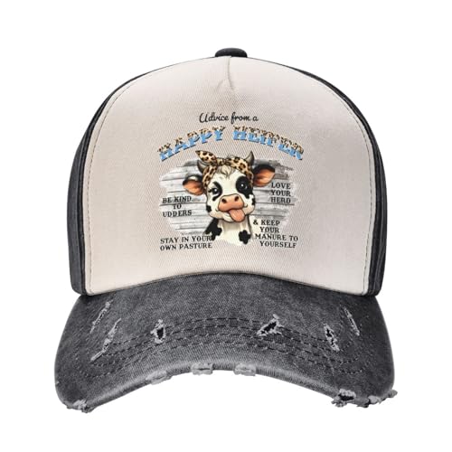Gorra béisbol algodón unisex con diseño Sunflower Cow