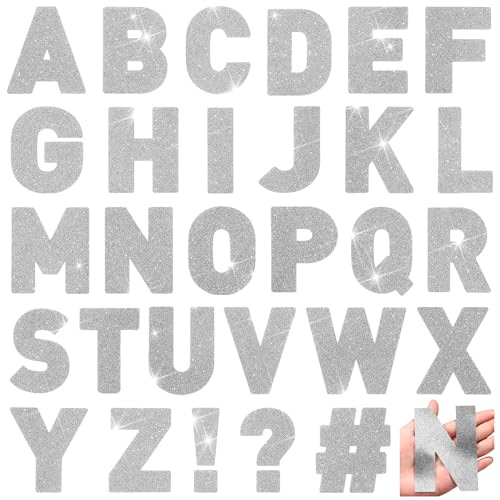 Image of Harloon 232 Pcs Large Glitter Letter Stickers, Silver, 4 Inch