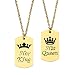 Produktbild Defect Halskette Goldmedaille Gravur Halskette König und Königin Anhänger Ihr König Seine Königin Paar Anhänger 2 Stück Set